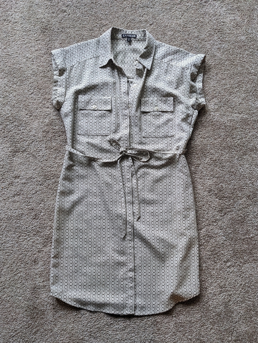 Express Brown And White Shirt Dress